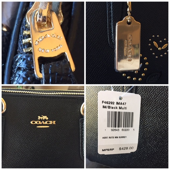 NEW Coach Mini Surrey Carryall With Heart Rivets - Picture 6 of 8